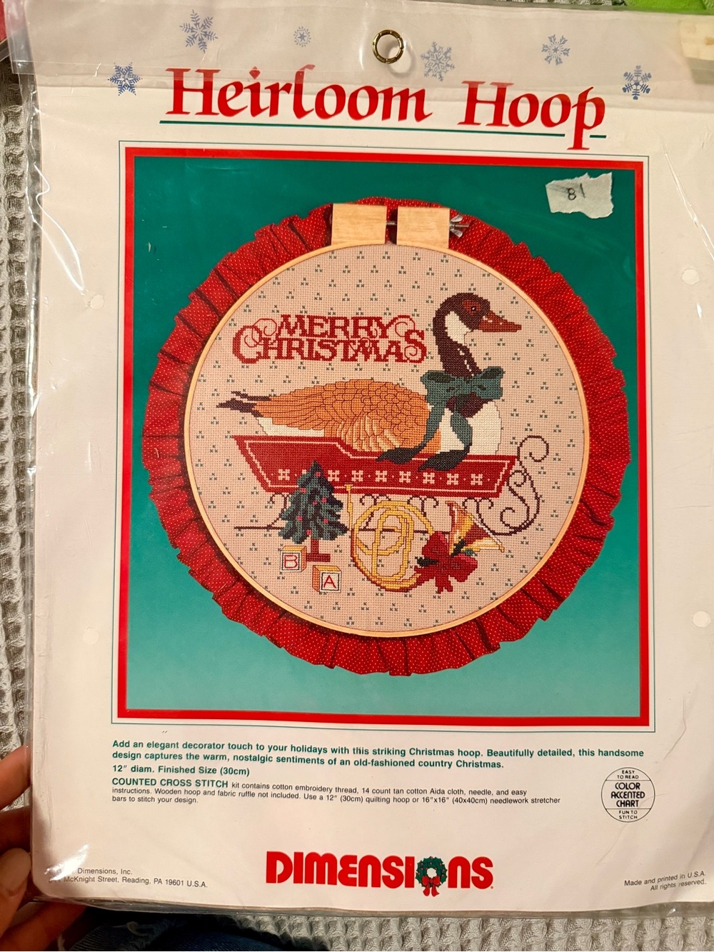 Vintage Christmas Goose Counted Cross Stitch Embroidery Needlepoint Kit